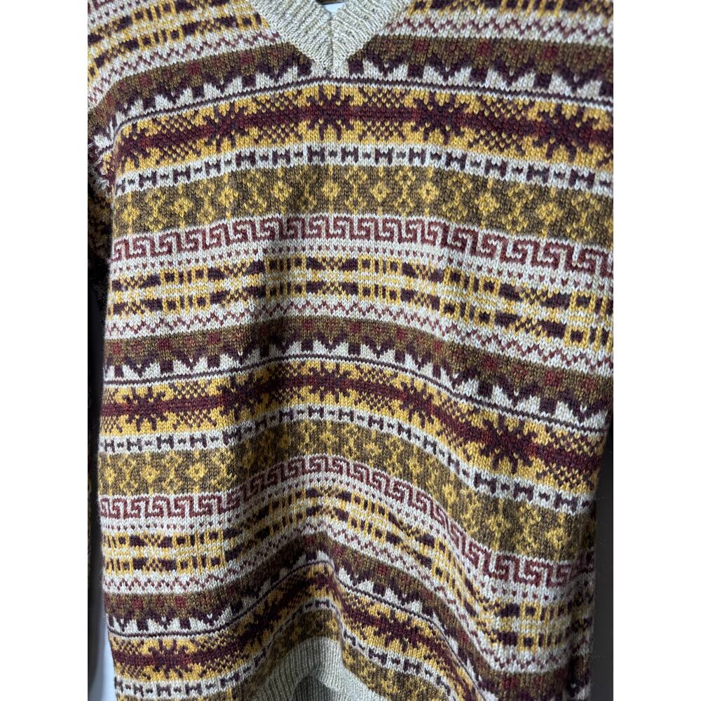 Vintage Pendleton Fair Isle Tan Beige Wool Sweater Size Small - Picture 3 of 4